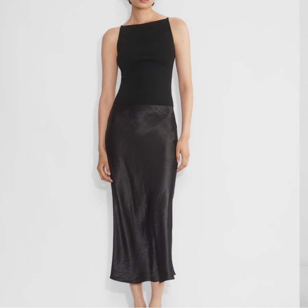 Aritzia silk midi skirt - coffee brown